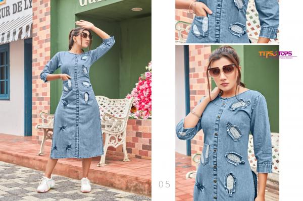 Tips & Tops Denimos 3 Designer Western Wear Denim Kurti 